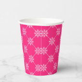 Pink Snowflakes Diagonal Square Muster Pappbecher (Rechts)