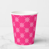 Pink Snowflakes Diagonal Square Muster Pappbecher (Vorderseite)
