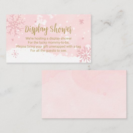 Pink Snowflakes Girl Baby Dusche Display Dusche Begleitkarte (Vorne/Hinten)
