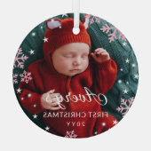 Pink Snowflakes & Stars Kindermädchen 1. Weihnacht Ornament Aus Glas (Rückseite)