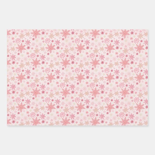 Pink Snowflakes Umschlagpapier Flachblatt Set 3 Geschenkpapier Set (Vorderseite 3)