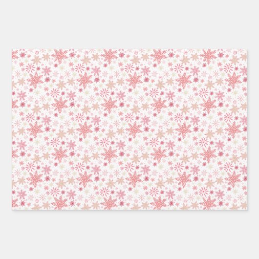 Pink Snowflakes Umschlagpapier Flachblatt Set 3 Geschenkpapier Set (Vorderseite 2)