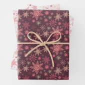 Pink Snowflakes Umschlagpapier Flachblatt Set 3 Geschenkpapier Set (Beispiel)