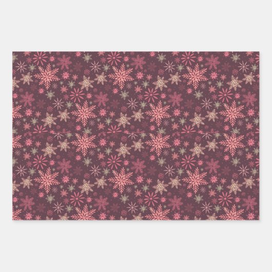 Pink Snowflakes Umschlagpapier Flachblatt Set 3 Geschenkpapier Set (Vorderseite)