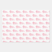 Pink Snowflakes und Holiday Script auf Weiß Geschenkpapier Set (Vorderseite 3)