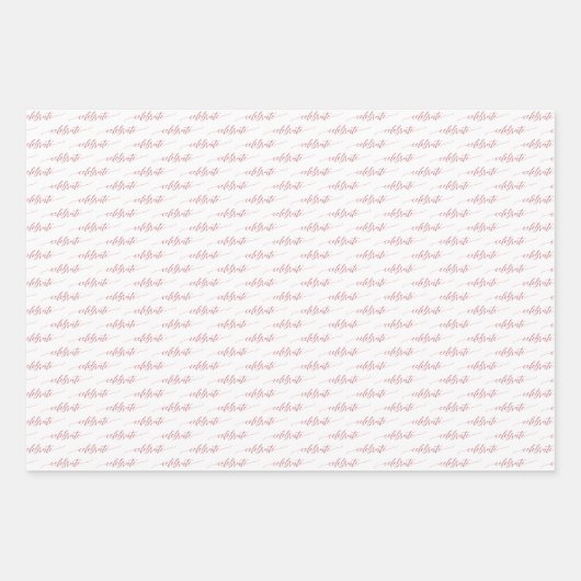 Pink Snowflakes und Holiday Script auf Weiß Geschenkpapier Set (Vorderseite)