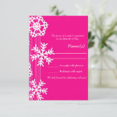 Pink Snowflakes Weihnachts RSVP Karte (Stehend Vorderseite)