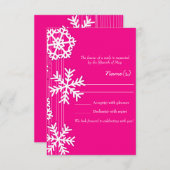 Pink Snowflakes Weihnachts RSVP Karte (Vorne/Hinten)