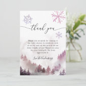 Pink Snowflakes Winter Baby Dusche Danke Karte (Stehend Vorderseite)