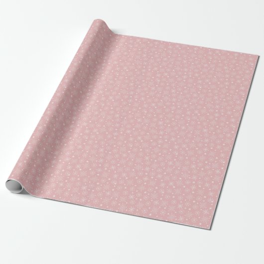 Pink Snowflakes Wrapping Paper Geschenkpapier (Ungerollt)