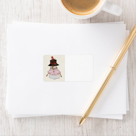 Pink Snowman Address Labels Adressaufkleber (Insitu)