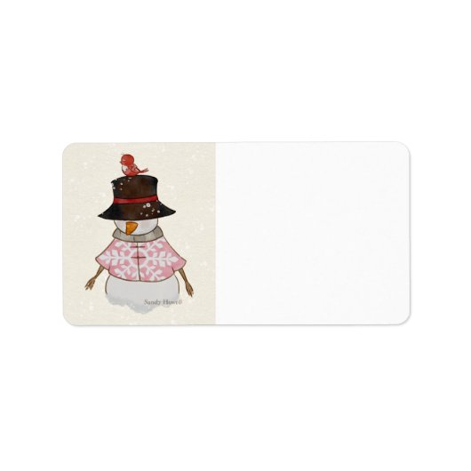Pink Snowman Address Labels Adressaufkleber (Vorne)