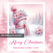 Pink Snowman Christmas Scene Napkins Winter Forest Serviette