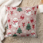 Pink Snowman Christmas Throw Pillow for Girls Kissen (Decke)