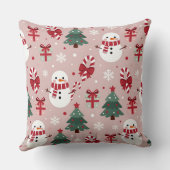 Pink Snowman Christmas Throw Pillow for Girls Kissen (Rückseite)