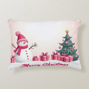 Pink Snowman Dekokissen