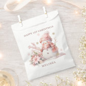 Pink Snowman Girl 1. Weihnachtsfeier Geschenktütchen (Ausgeschnitten)