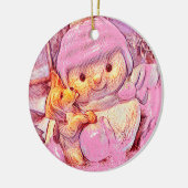 Pink Snowman Girl and Dog Custom Christmas Keramik Ornament (Links)