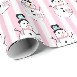 Pink Snowman Holiday Weihnachtsgeschenk Wrap Geschenkpapier