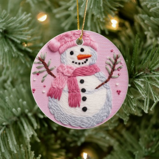 Pink Snowman Keramik Ornament (Baum)