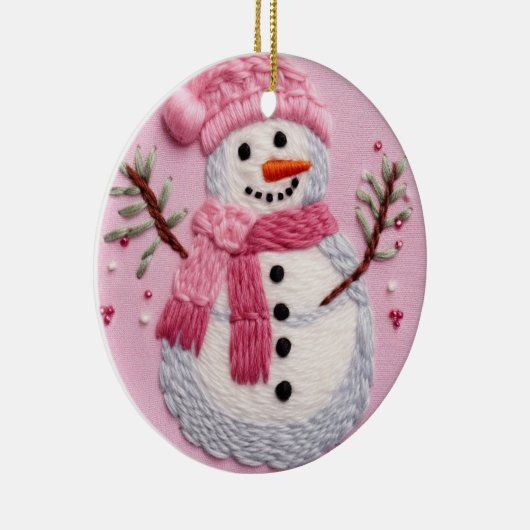 Pink Snowman Keramik Ornament (Rechts)