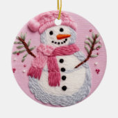 Pink Snowman Keramik Ornament (Vorne)