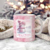 Pink Snowman Kids Mug Sweet Winter Forest Gift Kaffeetasse