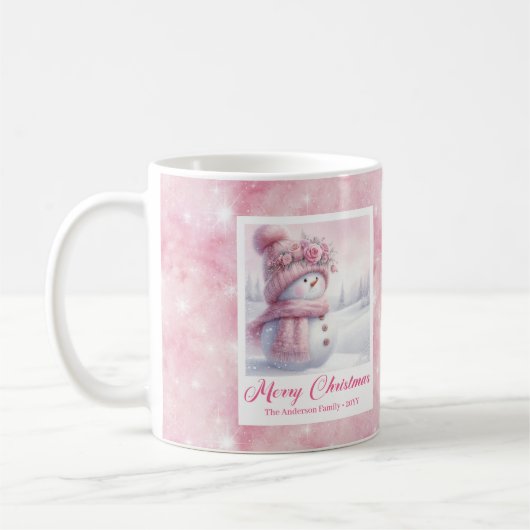 Pink Snowman Kids Mug Sweet Winter Forest Gift Kaffeetasse (Links)