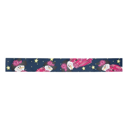 Pink Snowman mit Navy Blue Satinband (Vorderseite)
