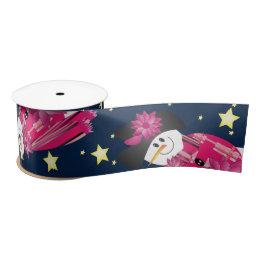 Pink Snowman mit Navy Blue Satinband