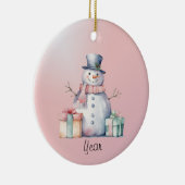 Pink Snowman mit Packungen Keramik Ornament (Rechts)