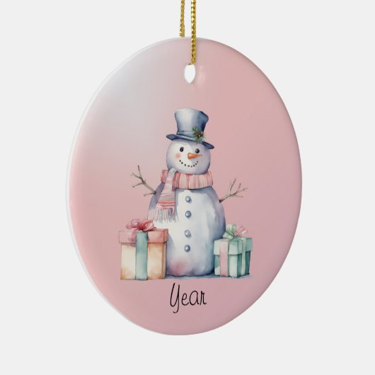 Pink Snowman mit Packungen Keramik Ornament (Rechts)