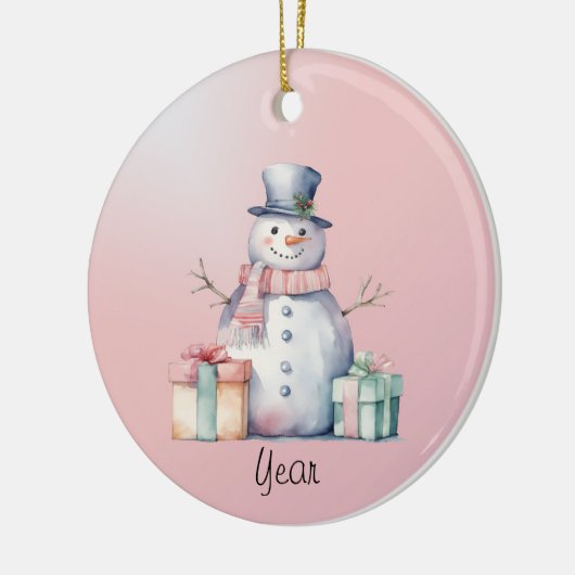 Pink Snowman mit Packungen Keramik Ornament (Links)