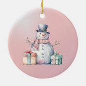 Pink Snowman mit Packungen Keramik Ornament (Hinten)