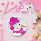 Pink Snowman Pappteller (Party)