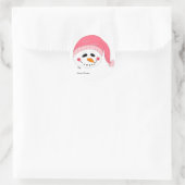 Pink Snowman Runder Aufkleber (Tasche)