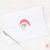 Pink Snowman Runder Aufkleber (Umschlag)