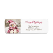 Pink Snowman Vintage Weihnachten