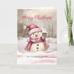 Pink Snowman Vintage Weihnachten Falten Weihnachts