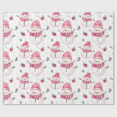 Pink Snowman Weihnachten Geschenkpapier (Flach)