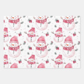 Pink Snowman Weihnachten Geschenkpapier Set (Vorderseite 2)
