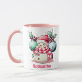 Pink Snowman Weihnachten Kinder Heiße Schokolade Tasse (Links)