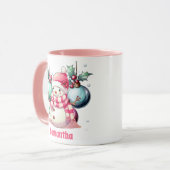 Pink Snowman Weihnachten Kinder Heiße Schokolade Tasse (Vorderseite Links)