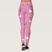 Pink Snowman Weihnachten Leggings (Rückseite)
