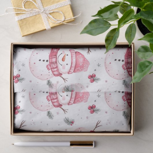 Pink Snowman Weihnachten Seidenpapier (Geschenk)