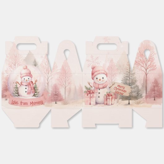 Pink Snowman Weihnachts-Party Boxen Geschenkschachtel (Ungeklappt)