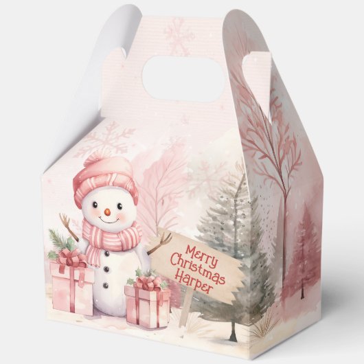 Pink Snowman Weihnachts-Party Boxen Geschenkschachtel (Vorderseite)
