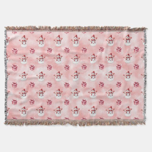 Pink Snowman Winter Decke (Vorderseite)
