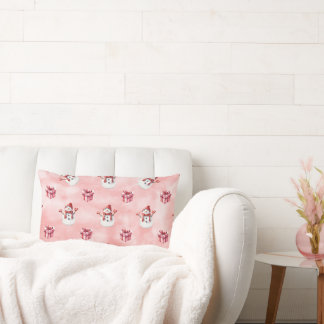 Pink Snowman Winter Decorative Lendenkissen