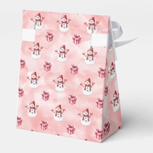 Pink Snowman Winter Geschenkschachtel (Rückseite)